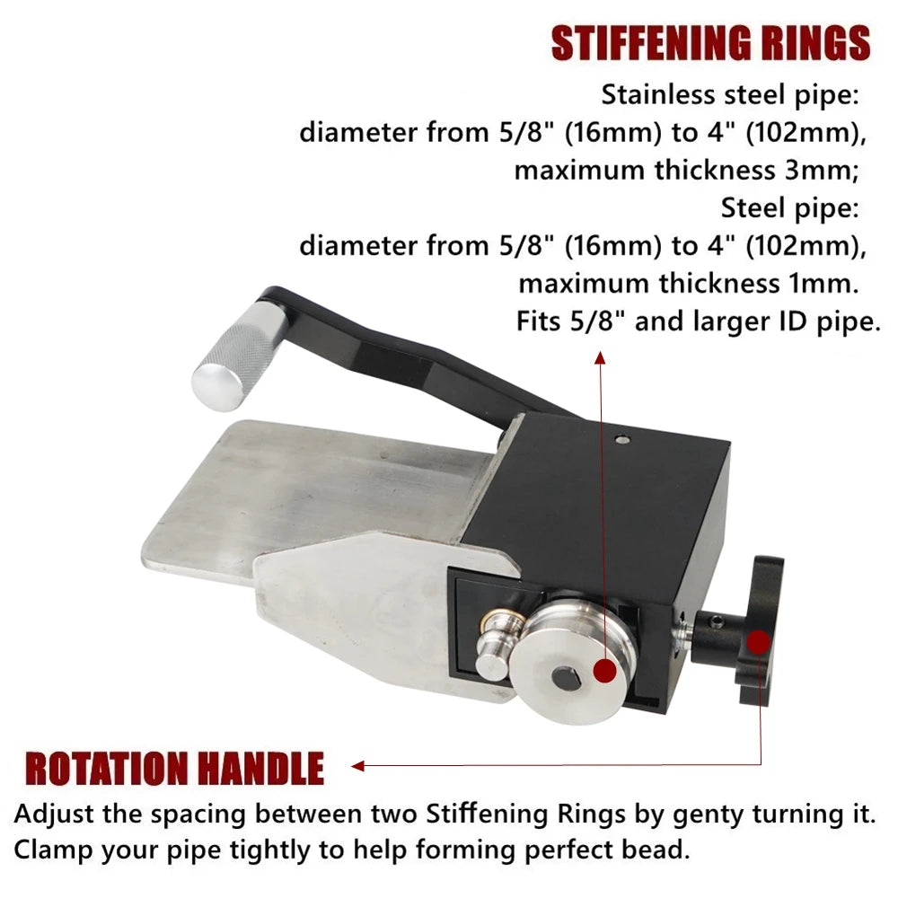 New Pipe Tubing Beader Tool Manual Bead Roller Tubes For 5/8" or Larger ID Tubing Intake and Intercooler Piping Crimping Tool