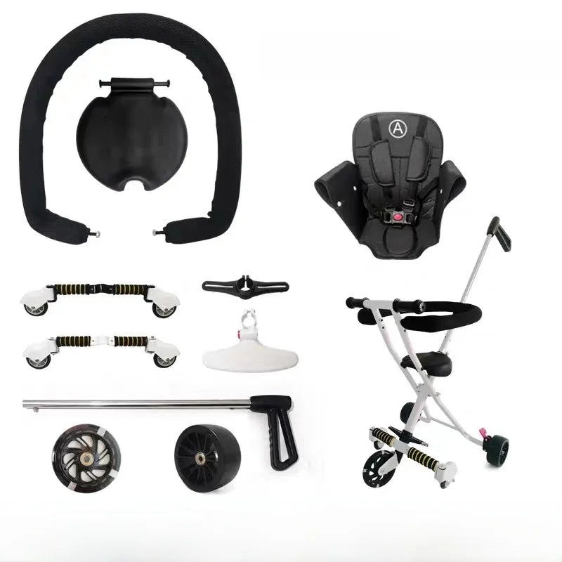 Universal Stroller Accessories Child Wheelchair Safety Rail Auxiliary Wheel Brake Wheel Easy to Push Child-Carrying Device