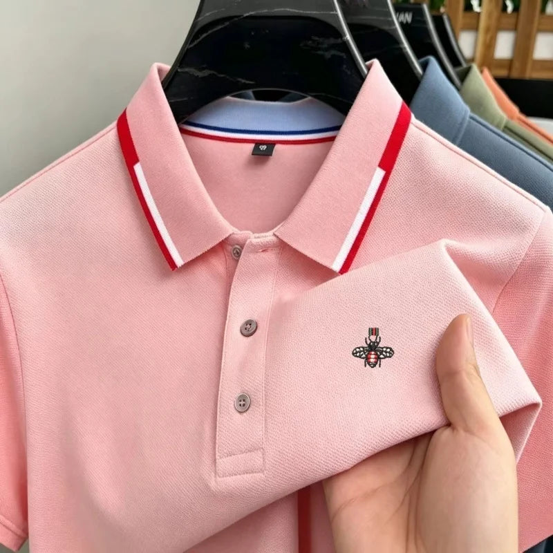 Summer New Designer Brand Exquisite Embroidery Breathable Men's Polo Shirt With Loose Casual Short-Sleeved T-Shirt and Collar