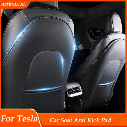 Car Seat Back Protective Mat For Tesla Model 3 / Y Full Seat Anti Kick Pad Leather Anti Scratch Protector Mats Car Accessories
