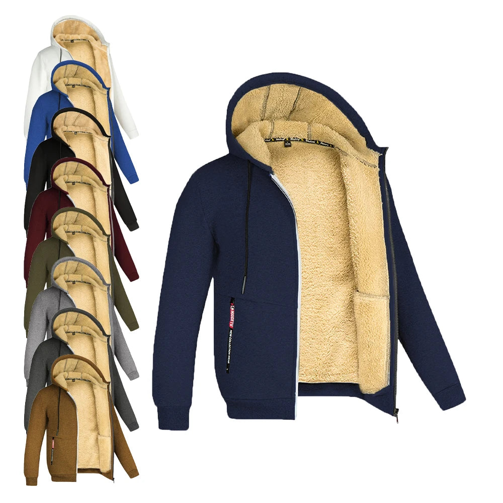 Men's Hoodie Full Zip Hoodie Fleece Jacket Plain Sports & Outdoor Daily Holiday Vintage Streetwear Casual Winter