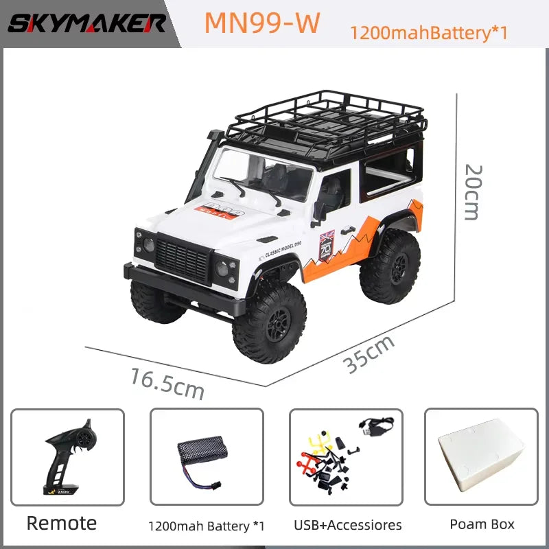 New MN99S V2 1:12 Scale MN Model RTR RC Car 2.4G 4WD RC Rock Crawler MN98 MN99 Defender Pickup Remote Control Truck Toys