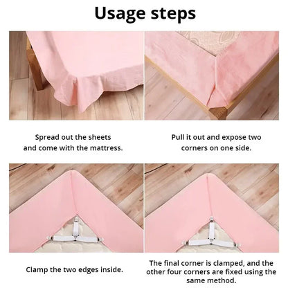 4Pcs Bed sheet strap, adjustable elastic fastener, with metal clip, fixed and fixed bed frame, easy-to-install strap mattress