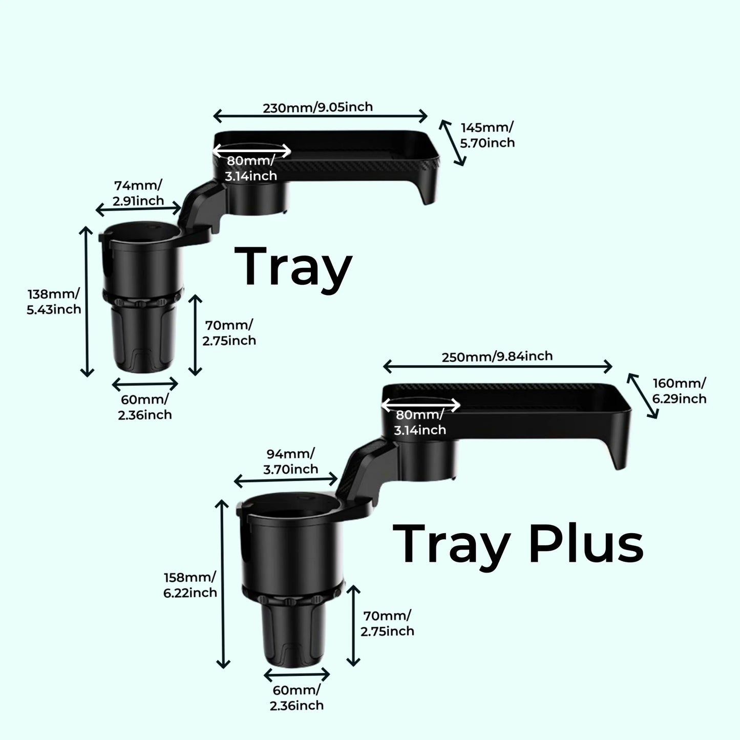 Car Cup Holder Tray with Rotating Expandable Tray - Convenient for Takeout, Keys, Phone - Perfect for Quick Meals On-the-Go