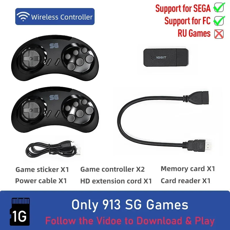 DATA FROG 16Bit Retro Game Stick HDMI-compatible Wireless Handheld Game Console Built-in 900+ Retro Classic Games For Home TV