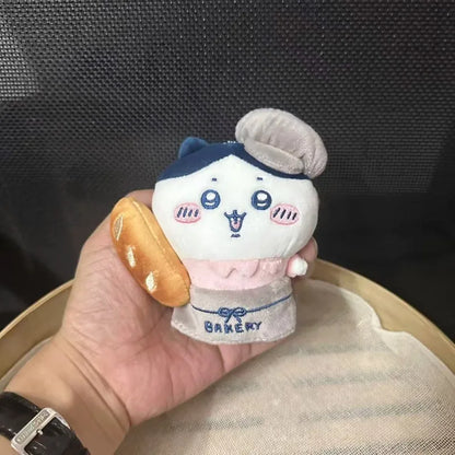 Jhiikawas Bakery Chef Series Plush Keychain Cute Usagi Hachiware Jiikawa with Bread Kawaii Anime Bag Charm for Fans