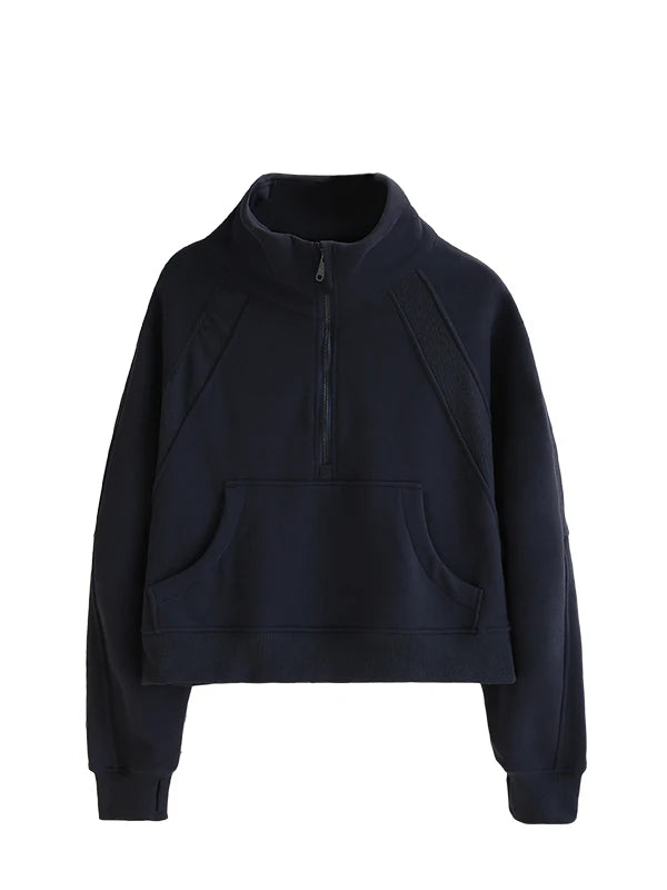Thickened Fleece Stand Collar Sweatshirt Women's Autumn Winter Loose Casual Sport Yoga Clothes Half Zipper Long Sleeve T-Shirt