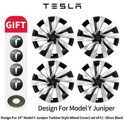 4PCS Hub Cap for 19inch Wheel Cap for Model Y Juniper 2025-2026 Turbine Car Cap Automobile Wheel Cap Design for Tesla Hubcaps