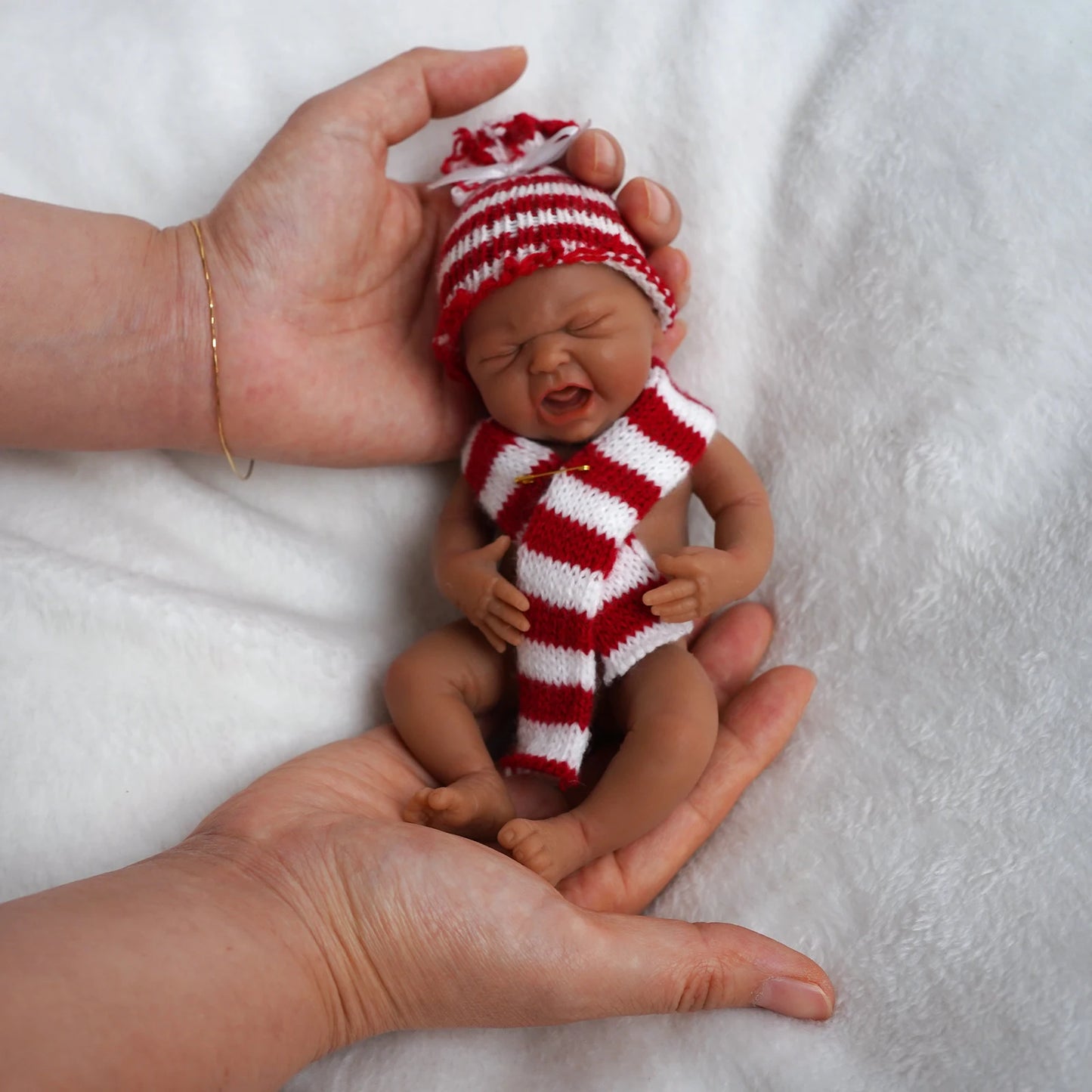 7" Boy Micro Preemie Full Body Silicone Black Skin CryBaby Doll "Ethan" Lifelike Mini Reborn Doll Surprice Children Anti-Stress