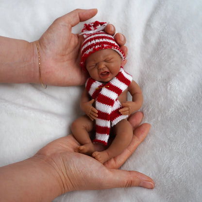 7" Boy Micro Preemie Full Body Silicone Black Skin CryBaby Doll "Ethan" Lifelike Mini Reborn Doll Surprice Children Anti-Stress