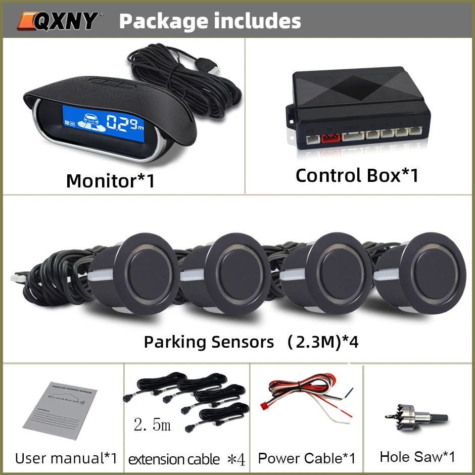 Car Front Parking Sensor Kit Auto Parktronic Assistant System LCD Monitor Buzzer Voice Volume Can be Adjusted  Vehicle Universal