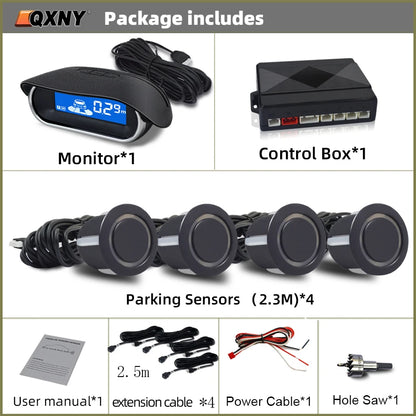 Car Front Parking Sensor Kit Auto Parktronic Assistant System LCD Monitor Buzzer Voice Volume Can be Adjusted  Vehicle Universal