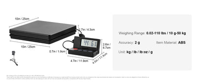 SucceBuy 110 lbs Digital Postal Shipping Scale with Timer 90° Foldable LCD Screen AC/DC Powered Package Scale for Laggage Home