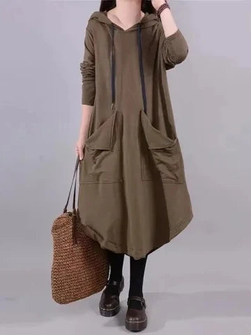 Casual Loose Long Sleeve Dress for Middle-Aged And Elderly Mothers Spring Autumn plus Size Women's Clothing Slimming Belly Co...