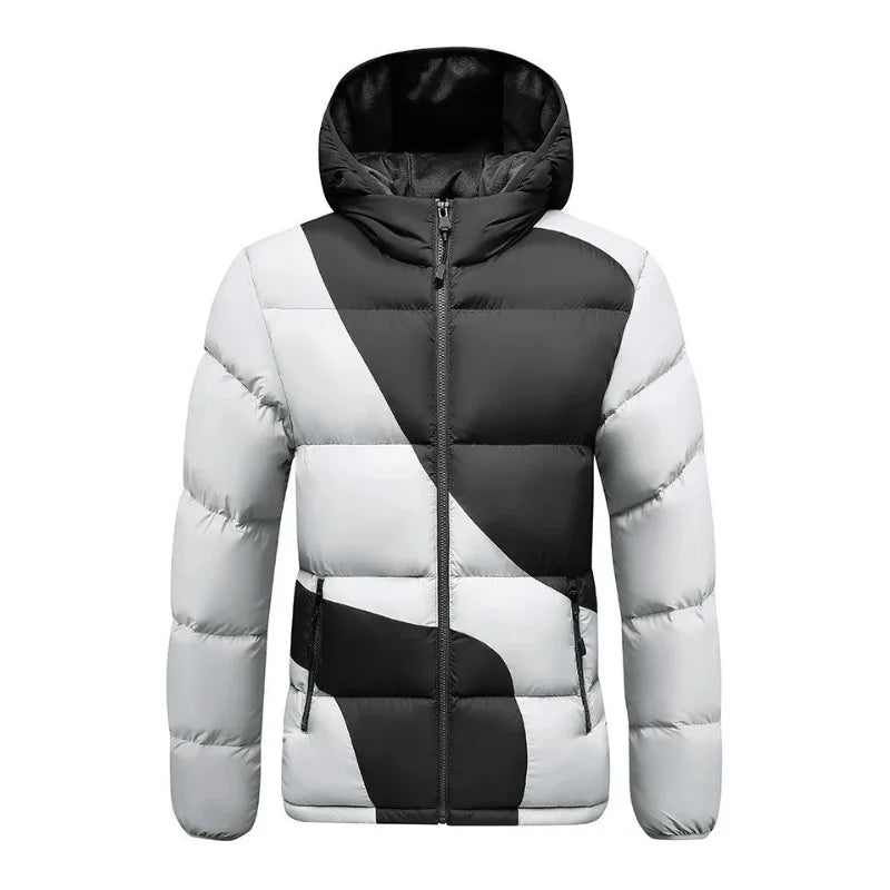 Graphene Self-Heating Men's Winter Jacket Thermal Auto Warm Up Thick Hooded Cotton Coat Outdoor Skiing Sports Loose Fit Parka