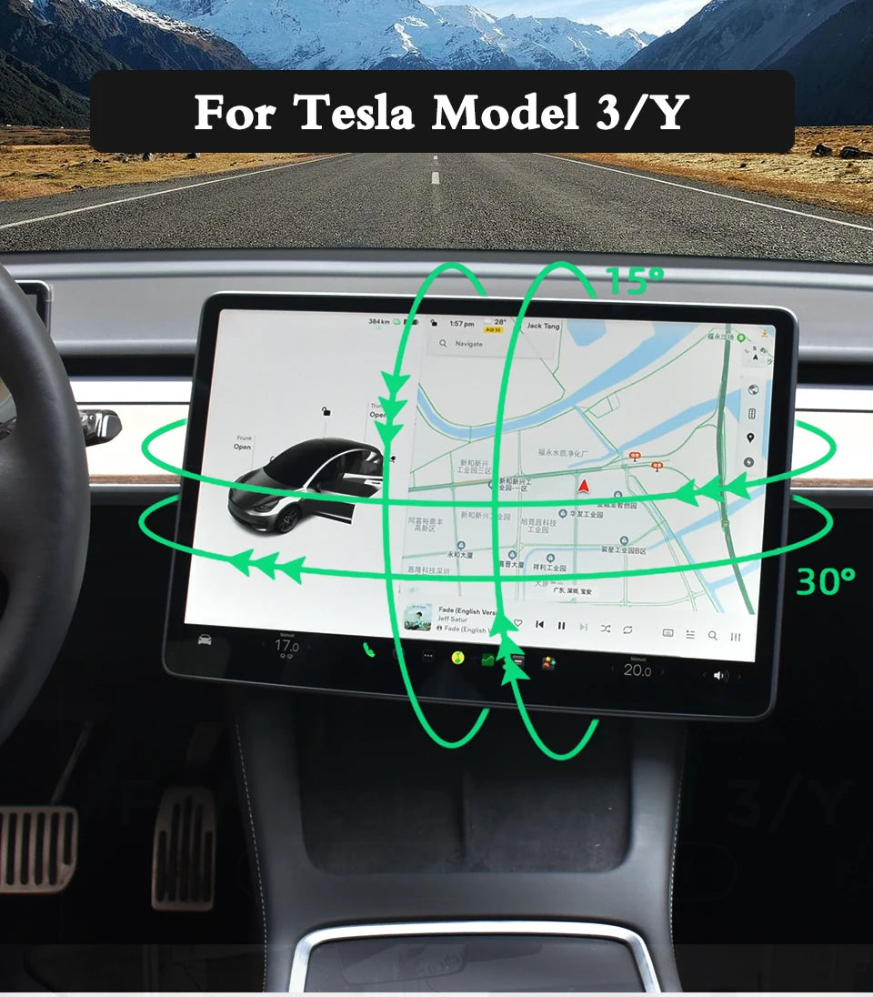 Screen Swivel Tilt Rotation Mount Kit for Tesla Model 3 Highland Y Juniper 2017-2026 Four Direction Screen Rotating Bracket