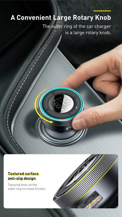Baseus Car FM Transmitter with Bluetooth 5.0 & 3.4A Dual USB Charger - MP3 Player, Radio, Hands-Free Calling Adapter