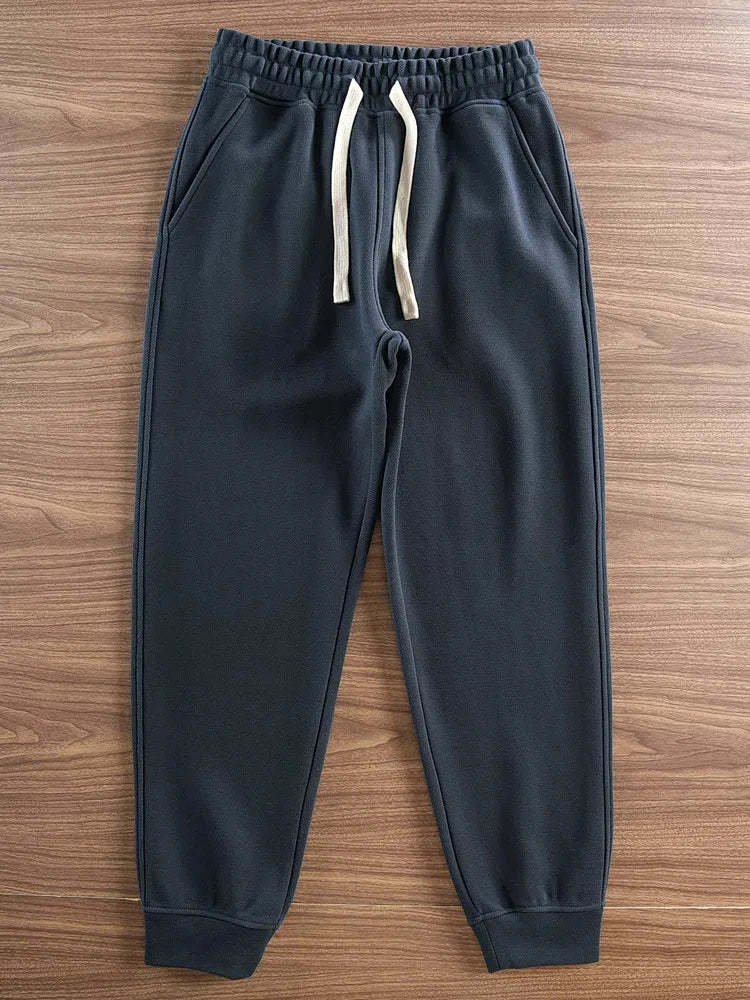 Autumn Winter New American Retro Thick Knitted Sweatpants Men's Simple Elastic Waist Drawstring Sport Casual Ankle-tied Pants