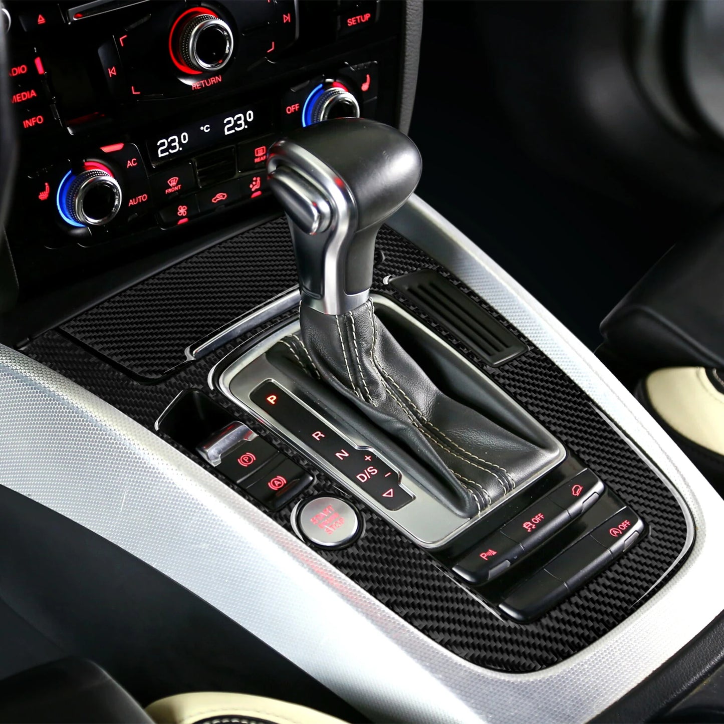 Car Center Console Gear Shift Panel Set, For Audi A4 S4 RS4 A5 S5 RS5 (2007-2016) Carbon Fiber Interior Sticker Trim Accessories