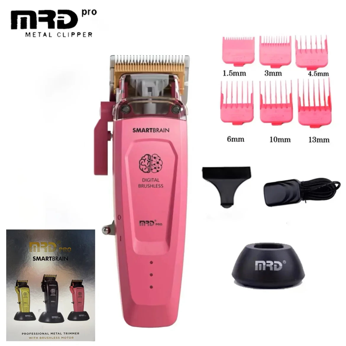 HC-90-4 MRD Smart Brain Hair Clipper Men's Professional Full Metal Lift Height Torque Digital Brushless Motor Cordless Trimmer