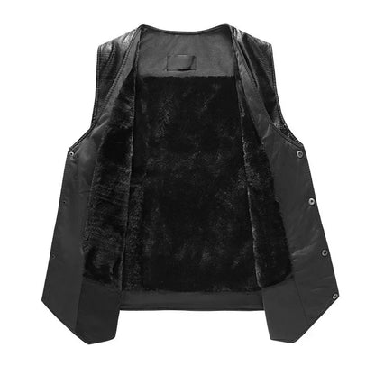 Hot Sale Mens PU Leather Vest Thick Warm Male Overcoat Plus Size safety biker Vests Outwear Fashion Waistcoat tactical vest