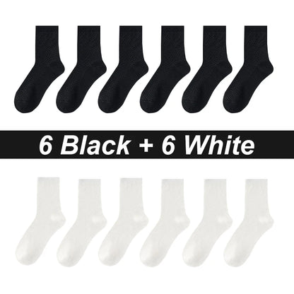 12Pairs Bamboo Fiber Socks Men Casual Business Mesh Breatheable Anti-Bacterial Comfortable High Quality Sock Male Size EU38-45