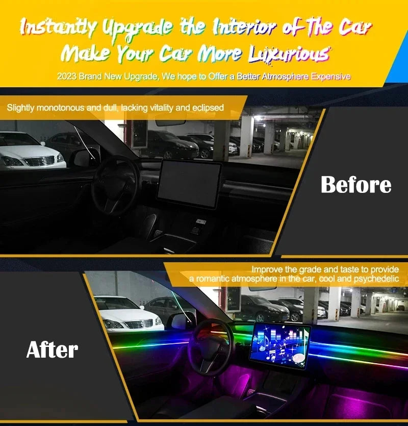 For BMW Only Neon Car Ambient Lights Full 213 Colors Streamer RGB LED Interior Hidden Ergonomic Strip For F10 F20 F30 G20 G30