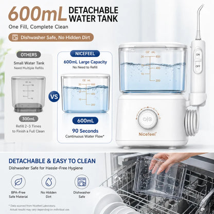 Electric Oral Irrigator Dental Powerful Oral Cleaning Agent Oral Care 600ml Oral Hygiene Teeth Cleaner with 5 Nozzles