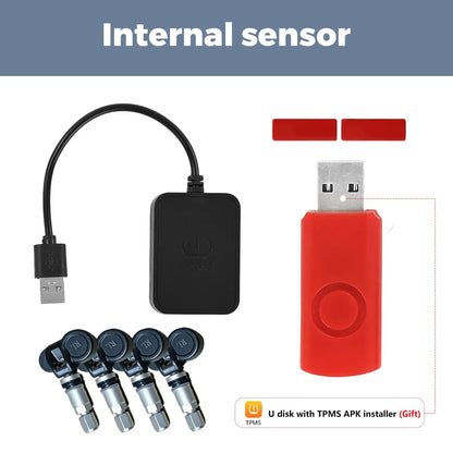 NaviFly Android USB TPMS Tire Pressure Monitoring System Display Alarm System Internal External Sensors For Car Navigation Radio