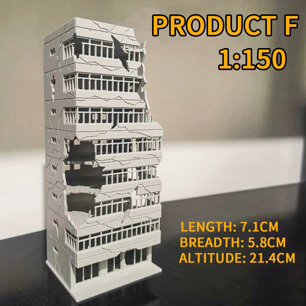 1:150 1:100 N Scale Battle Damaged Building Assembly Model Toys Military Scene Layout Materials Diorama Kits 1Pcs