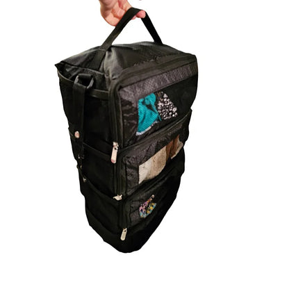 Oxford Fabric Foldable Hanging Travel Storage Bag with Organizer Pockets, Portable Toiletry Bag for Suitcase Packing