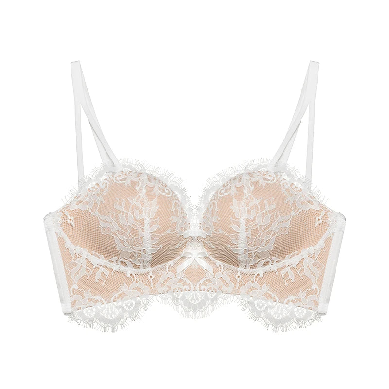 Women’s Victorian French Lace Bra Set, Push Up for Small Breasts with Side Support, Anti Dropping Sexy Lingerie MOYISU Sexy AB