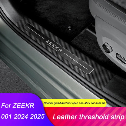 For Zeekr 001 2024 2025，Leather Car Door Anti-kick Pad Front Rear Door Protective Pad Threshold Bar Car Modification Accessories