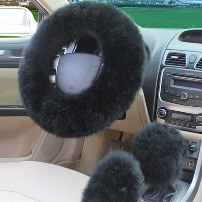 New Car Fluffy Plush Steering Wheel Cover Fashion Winter Warm Fleece Non-slip Handle Gloves Ladies Car Decoration Accessories