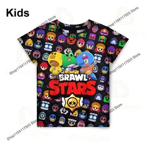 Brawler Leon Shooter Kids T-shirt Shooting Game Spike 3D Print Tshirt Boys Girls Cartoon Tops Teen Clothes