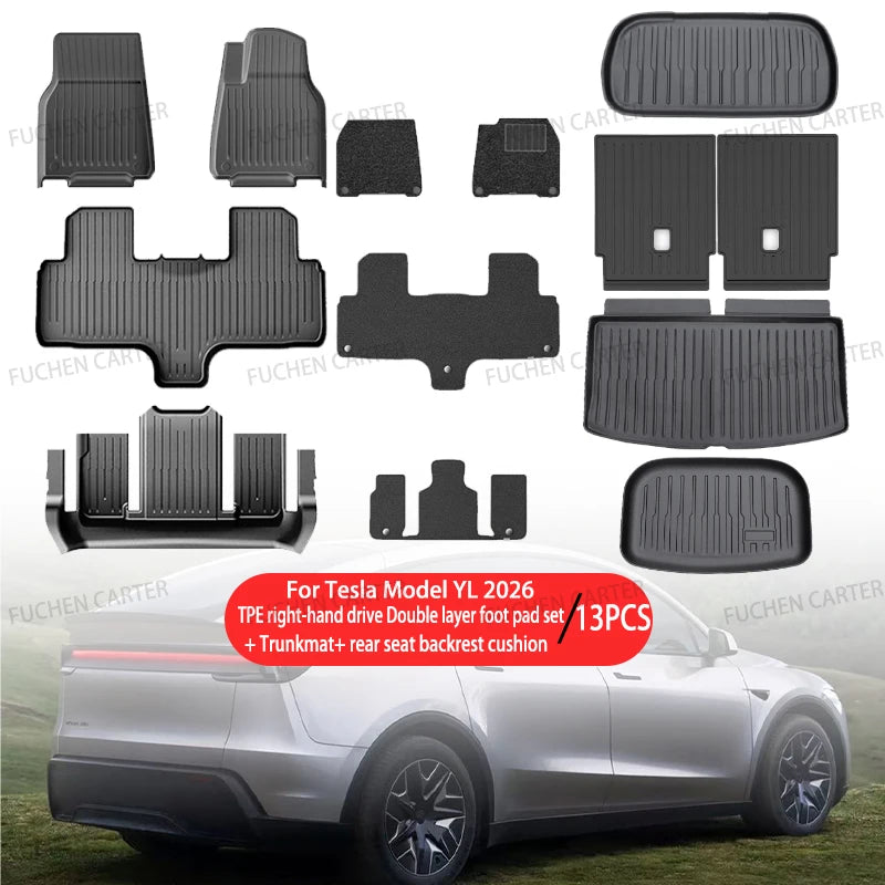 Car Floor Mats for Tesla NEW Model YL 2026 Car Four Seasons Waterproof Non-slip Floor Mat Trunk Mat TPE Special Car Accessories