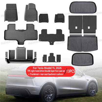 For Tesla NEW Model YL 2026 TPE Car Floor Mats With metal pedals Luggage Trunk Mat Set waterproof Anti-Slip Set Floor Liner Mat