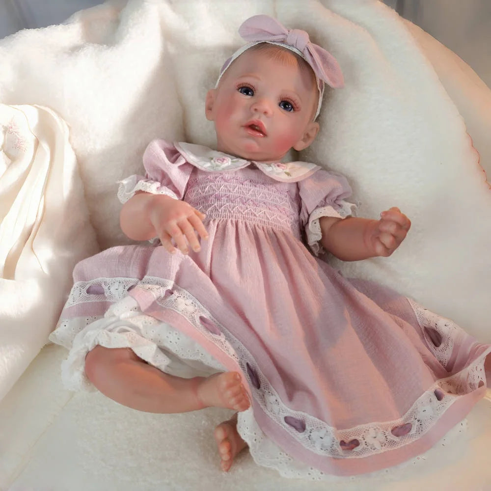 Cloveray 20 inch Collection Realistic Rebirth Baby Doll Cute Handmade Vinyl Doll High Quality Collection Simulation Toy Kid Gift