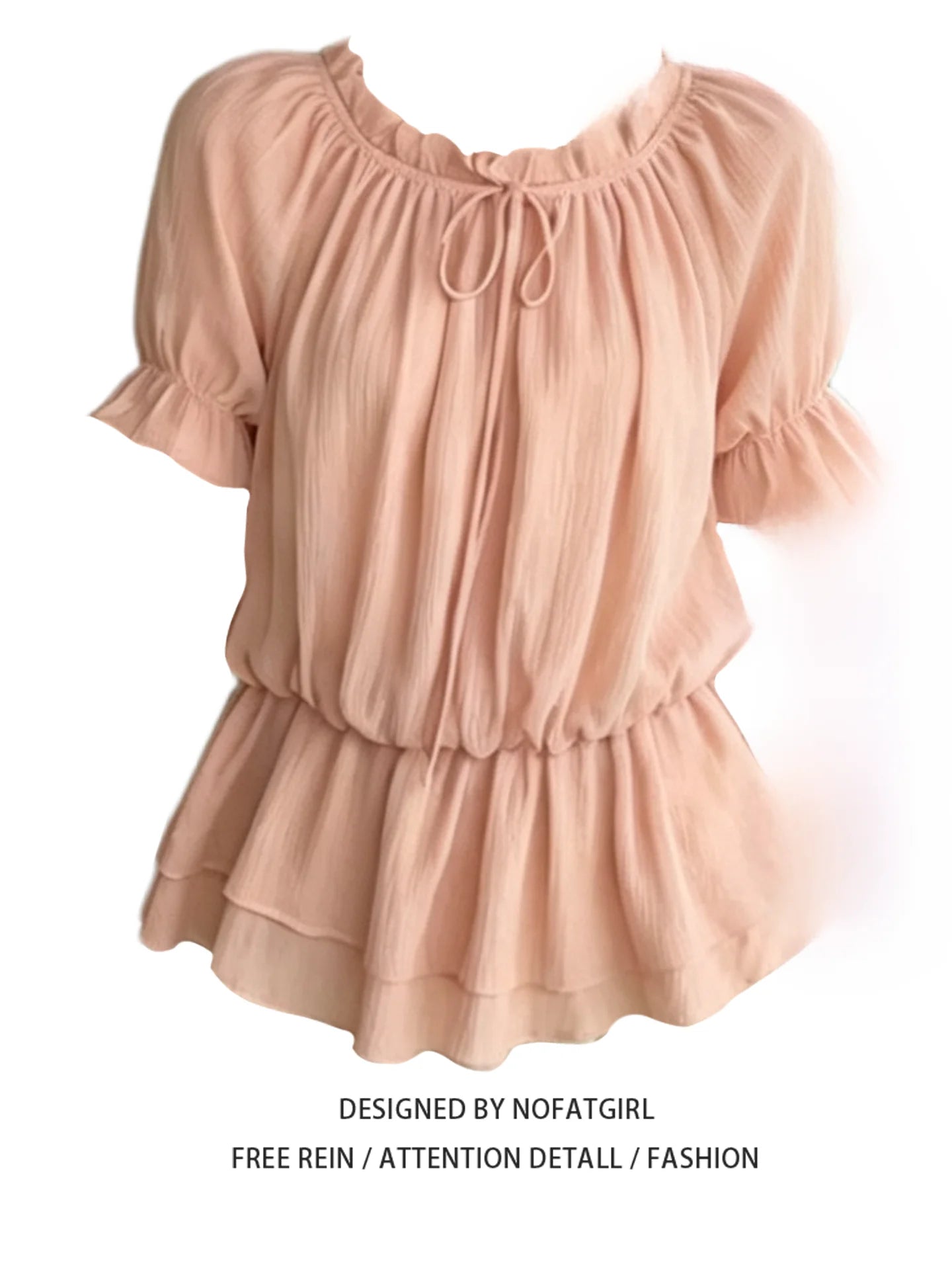 plus Size Women's Sweet Style One Shoulder Chiffon Top Summer Slimming Shirt Casual Loose Fit Short Sleeve Regular Length