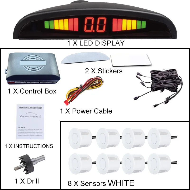 Multi-radar LED Display Parking Sensor Kit 6/8 Probe Backup Radar Detector 12 Colors Car Parking Assistance System