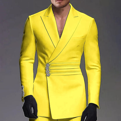 Wedding-ready Slim-fit Men Suit 2 Pieces(Jacket+Pants) Groom Suit Single-breasted Peak-lapel Formal Set for Elegance Custom