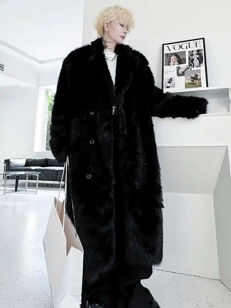 LUZHEN Winter Velvet Thickened Long Over The Knee Faux Fur Coat High-end Korean Trendy Handsome Classy Men's Outerwear LZ6697
