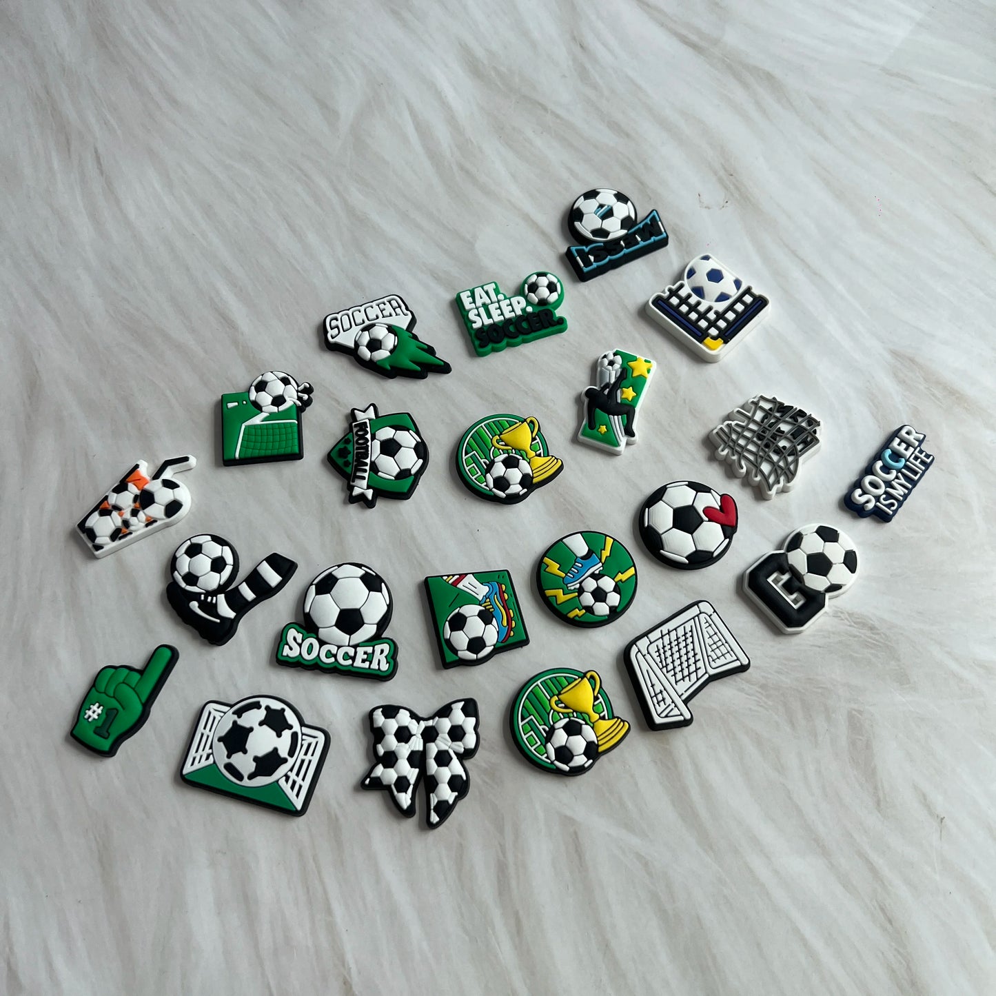 22-100Pcs Soccer Sport Series PVC Shoe Accessories Football Goal Slipper Buckle Charms DIY Kids Favorite Wristband