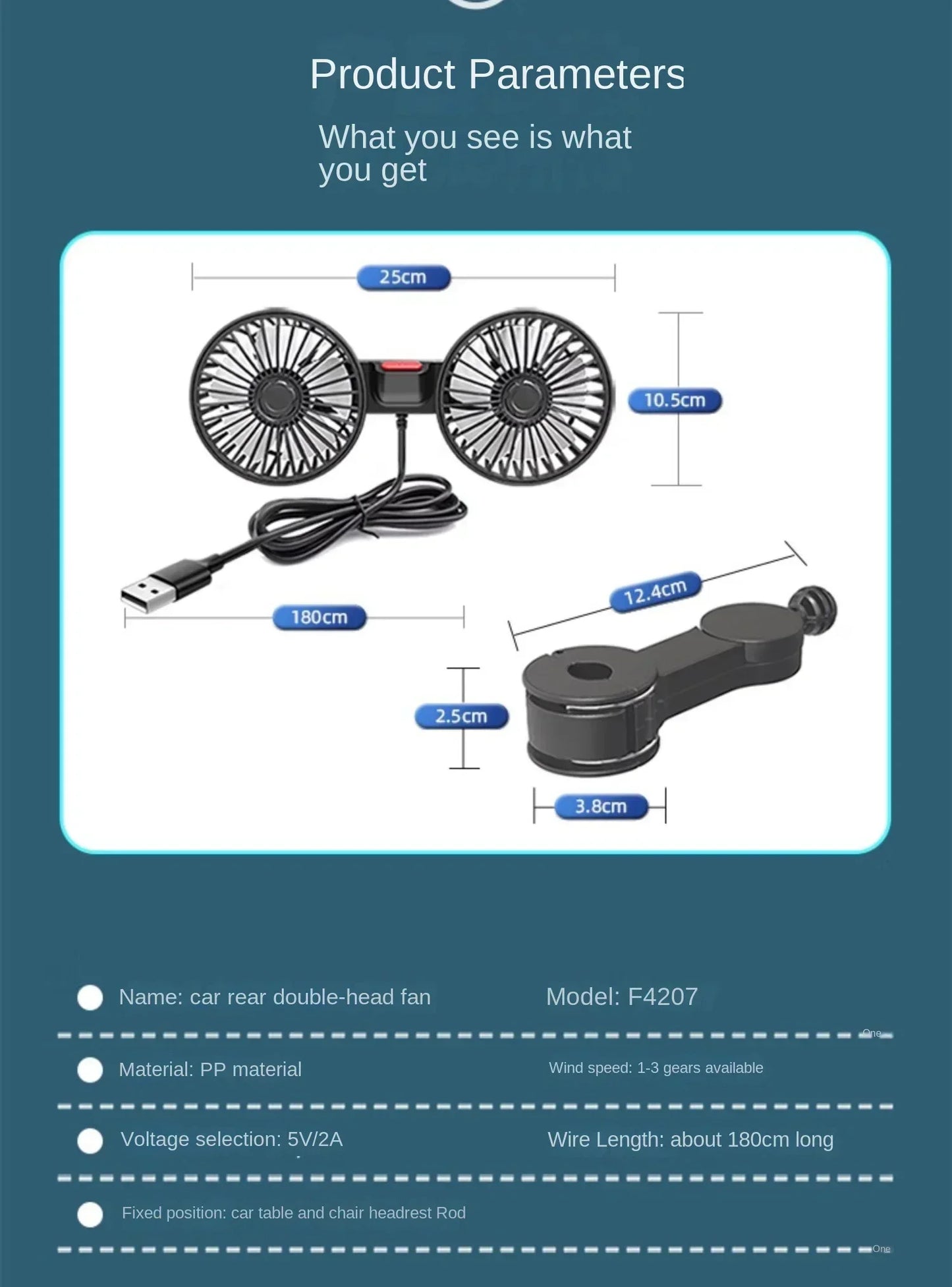 3-speed Car Seat Back Cooling Fan USB Charge Dual Head Fan 360 Degree Rotation Neck Cooler for Summer Car Accessories