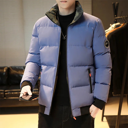 Winter Casual Jacket Men Stand Collar Warm Down Jacket Men Winter Thickened Collar Warmth Jacket Men Street Fashion Casual Coats