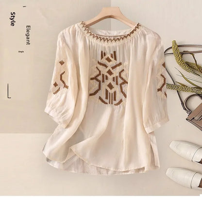Fashionable Retro Linen Top And Pants Set for Women High End Cotton Linen Ensemble Summer 2026 Elegant Two Piece Suit