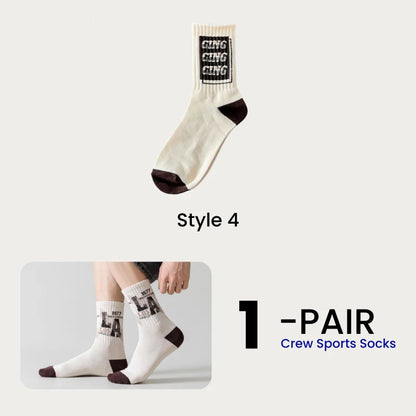 1/4/8 Pairs Men's Crew Socks Retro American Alphanumeric Print Basketball Sports Socks Graffiti Style Couple EU 37-44 US 6-12