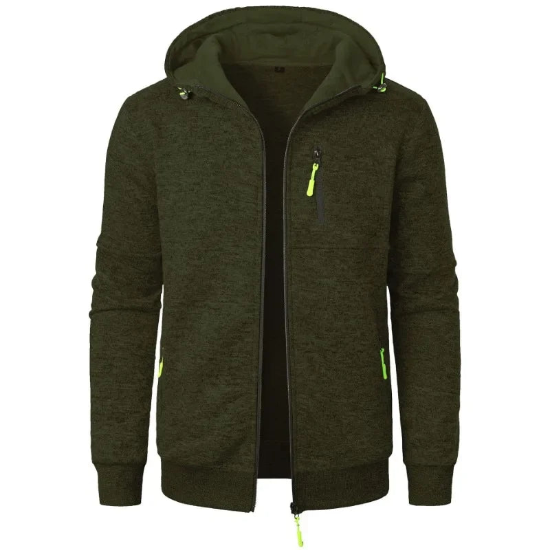 New Streetwear Men's Long Sleeve Sweatshirts for Men Zipper Hooded Oversize Winter Warm Jacket Coat Outdoor Tracksuit Men