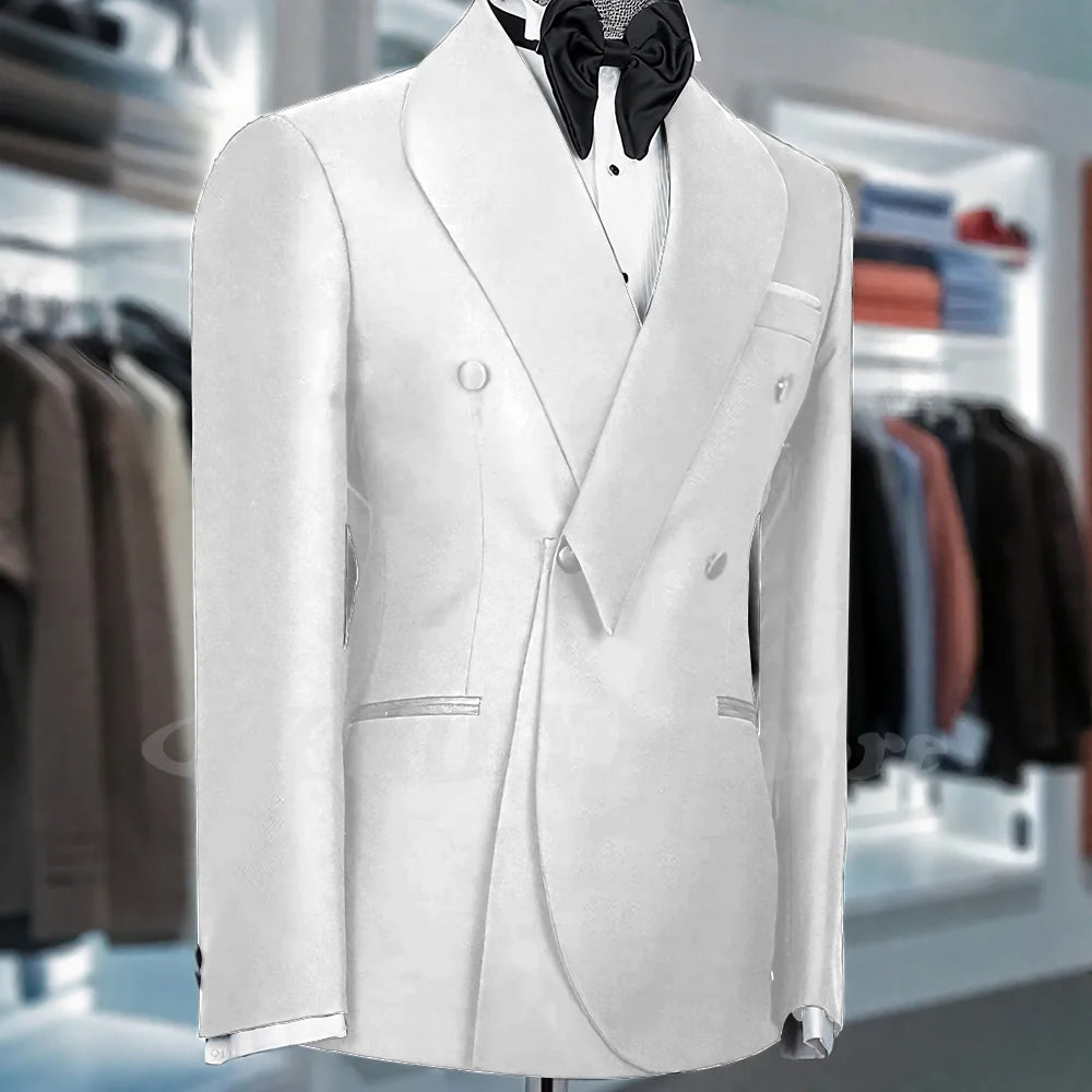 Black Suits For Men Shawl Lapel Formal 1 Piece Jacket Double Breasted Business Casual Groom Wedding Party Custom Made Blazer