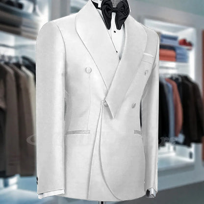 Black Suits For Men Shawl Lapel Formal 1 Piece Jacket Double Breasted Business Casual Groom Wedding Party Custom Made Blazer